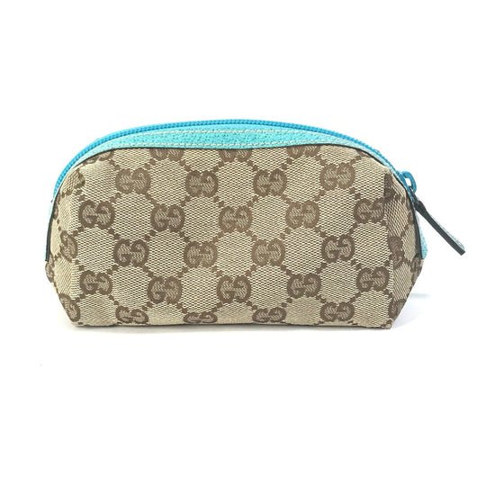 GUCCI Cosmetics Pouch 29596 GG canvas Beige x blue GG Women Used Authentic