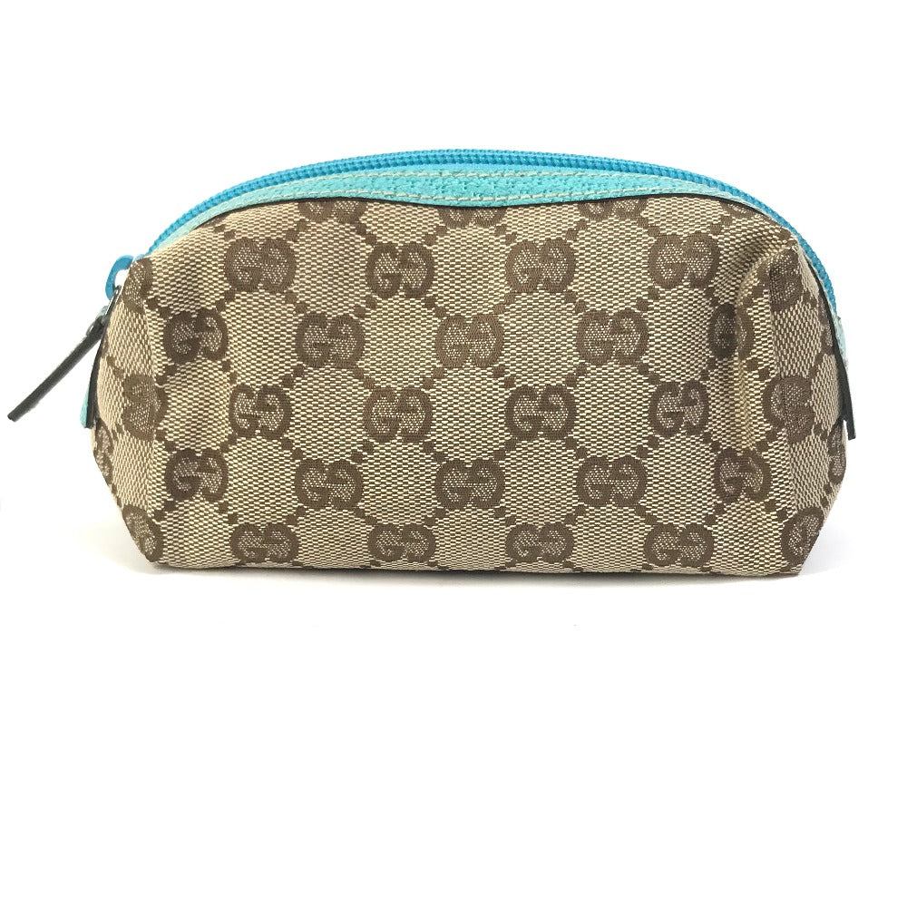 GUCCI Cosmetics Pouch 29596 GG canvas Beige x blue GG Women Used Authentic