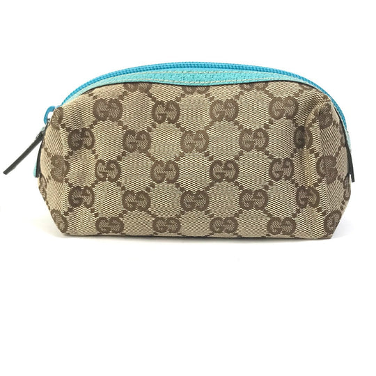 GUCCI Cosmetics Pouch 29596 GG canvas Beige x blue GG Women Used Authentic