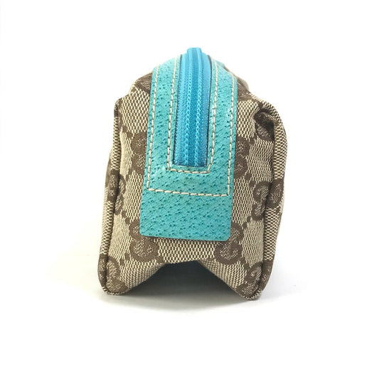 GUCCI Cosmetics Pouch 29596 GG canvas Beige x blue GG Women Used Authentic