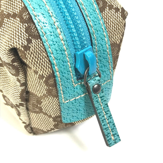GUCCI Cosmetics Pouch 29596 GG canvas Beige x blue GG Women Used Authentic