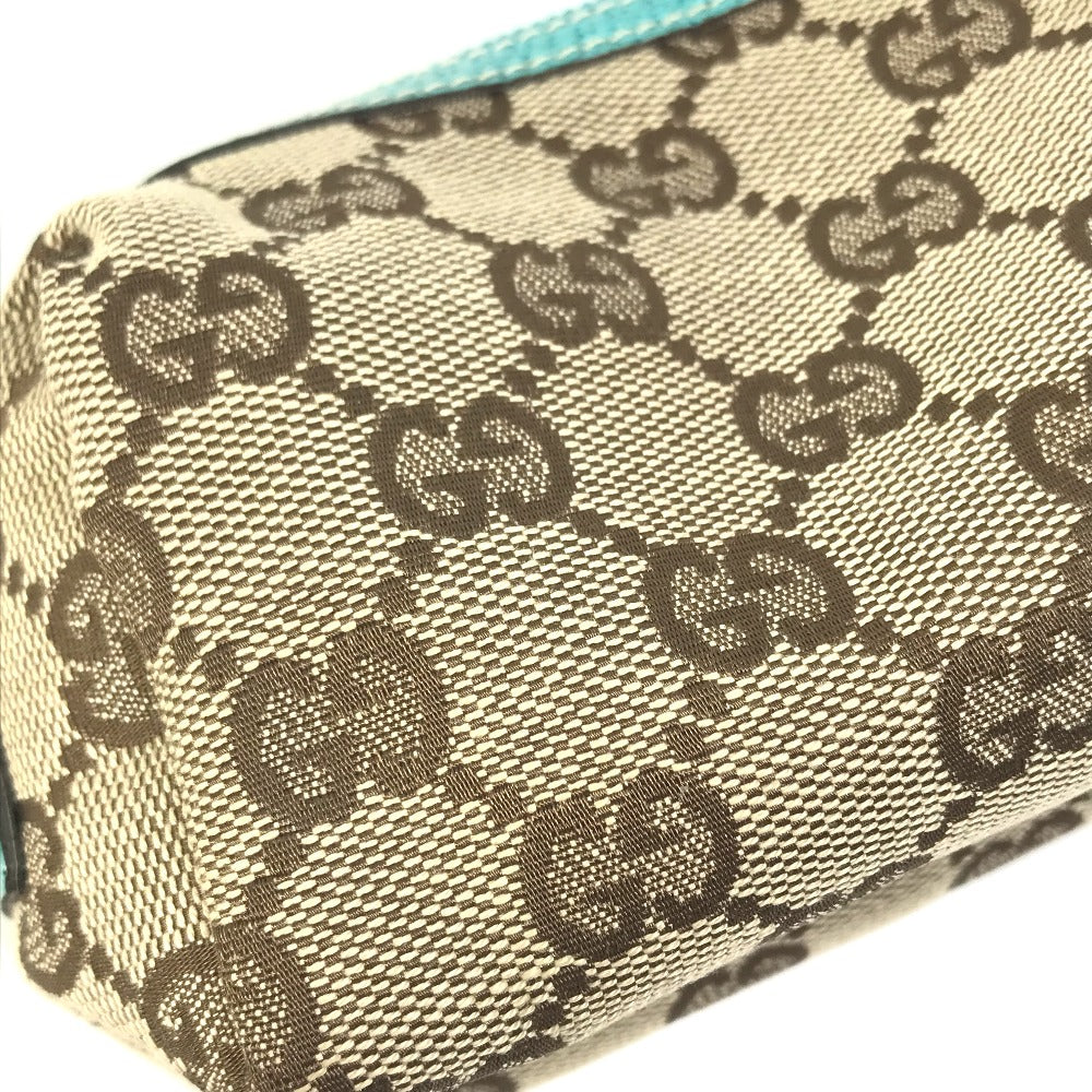 GUCCI Cosmetics Pouch 29596 GG canvas Beige x blue GG Women Used Authentic