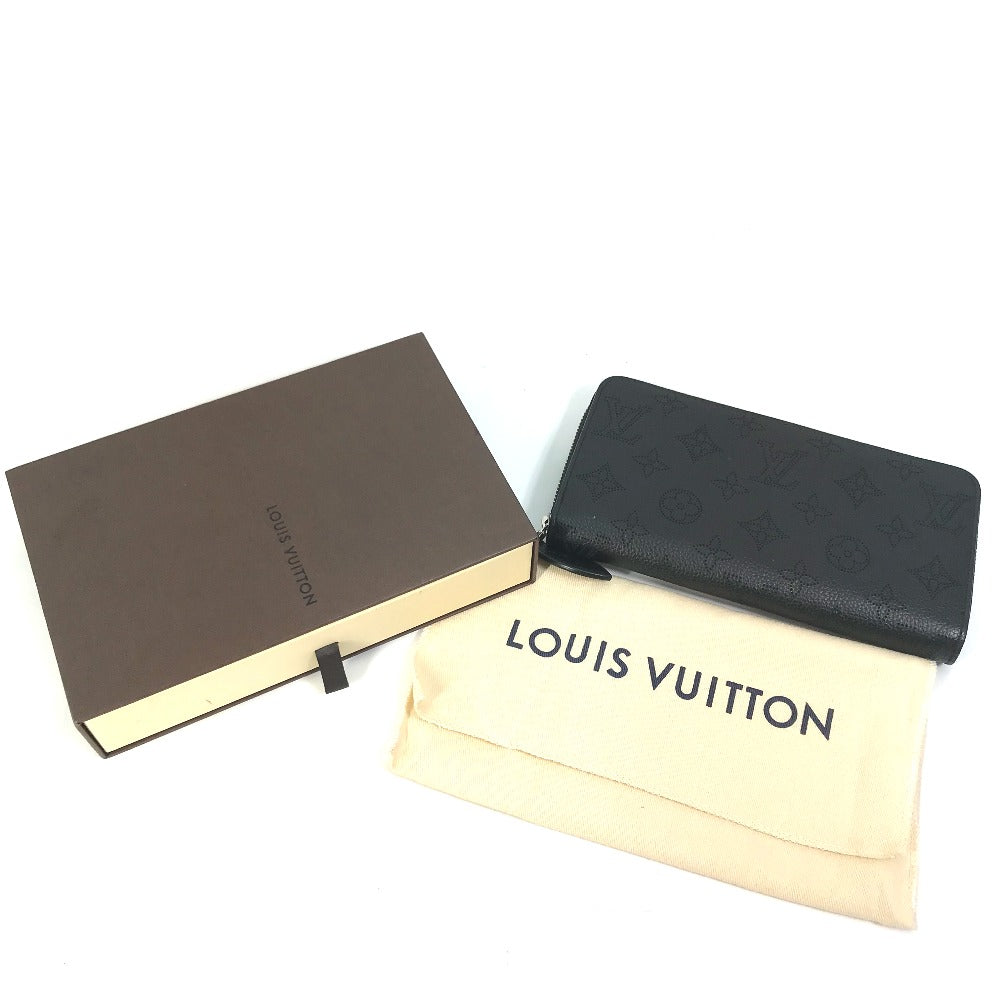 LOUIS VUITTON Long Wallet Purse M61867 Monogram Mahina black Monogram Mahina Zippy wallet Women Used Authentic