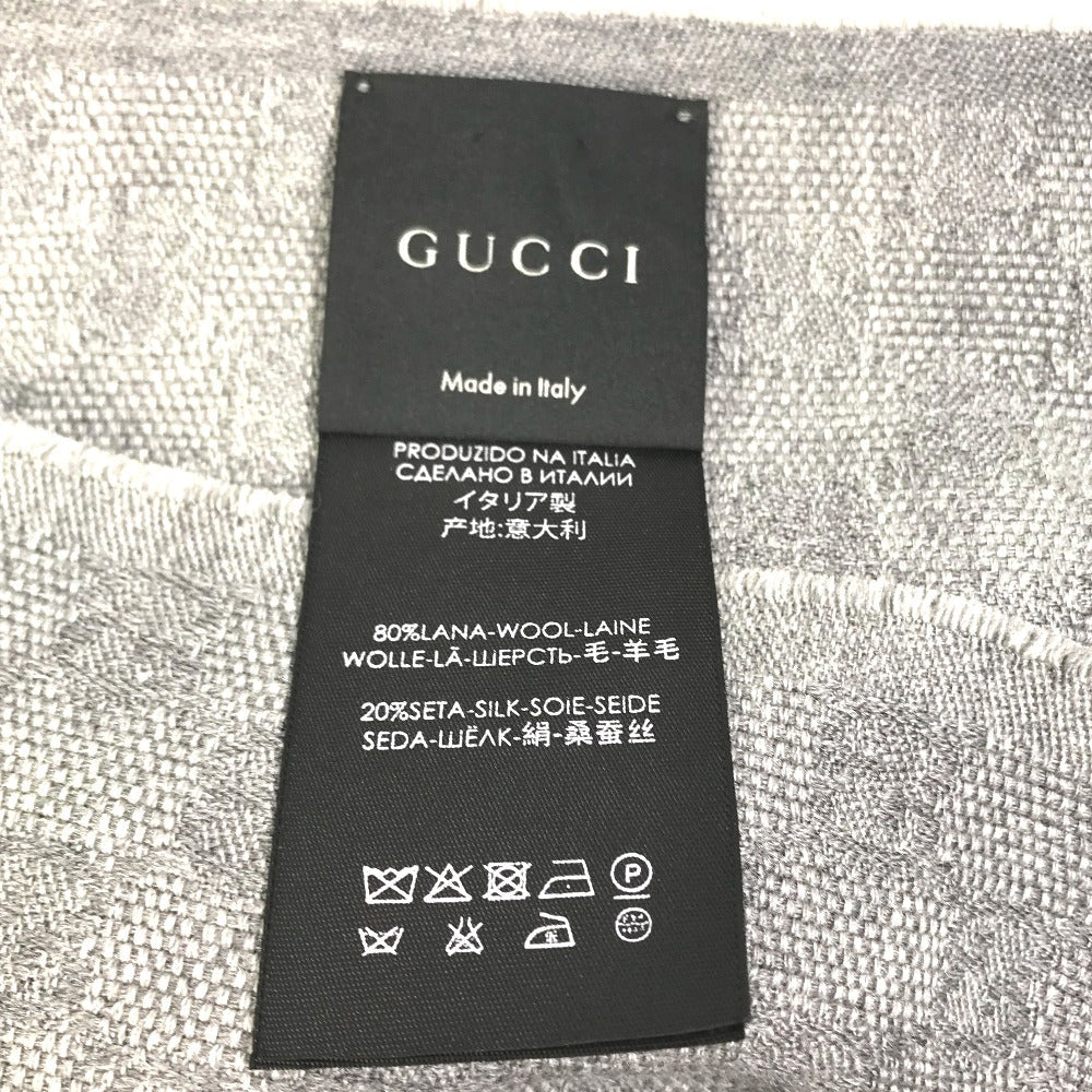GUCCI Scarf 542984 Wool, Silk Gray x blue x black GG mens Used Authentic
