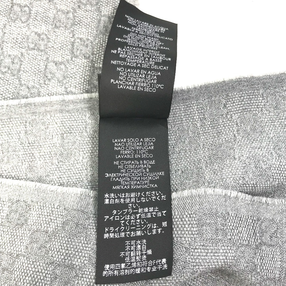 GUCCI Scarf 542984 Wool, Silk Gray x blue x black GG mens Used Authentic