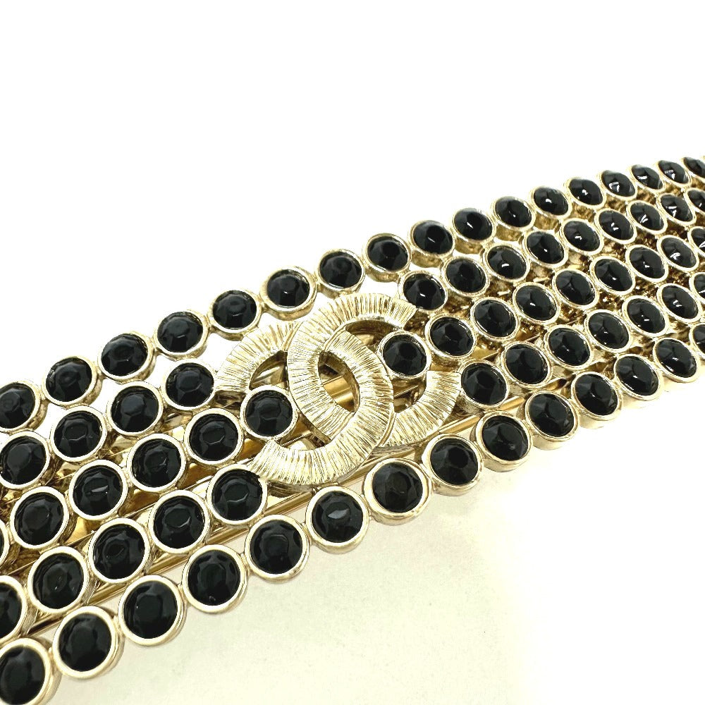 CHANEL Valletta Gold Plated gold logo Women Used Authentic