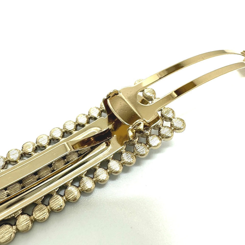 CHANEL Valletta Gold Plated gold logo Women Used Authentic