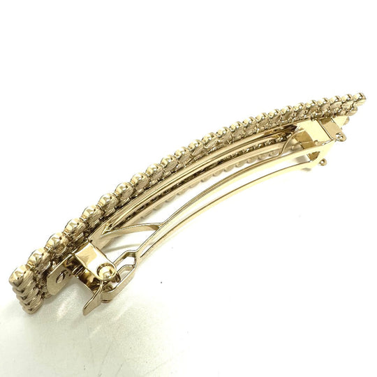 CHANEL Valletta Gold Plated gold logo Women Used Authentic