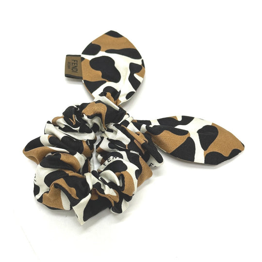 FENDI hair accessory silk Brown Leopard hair accessory Women Used Authentic