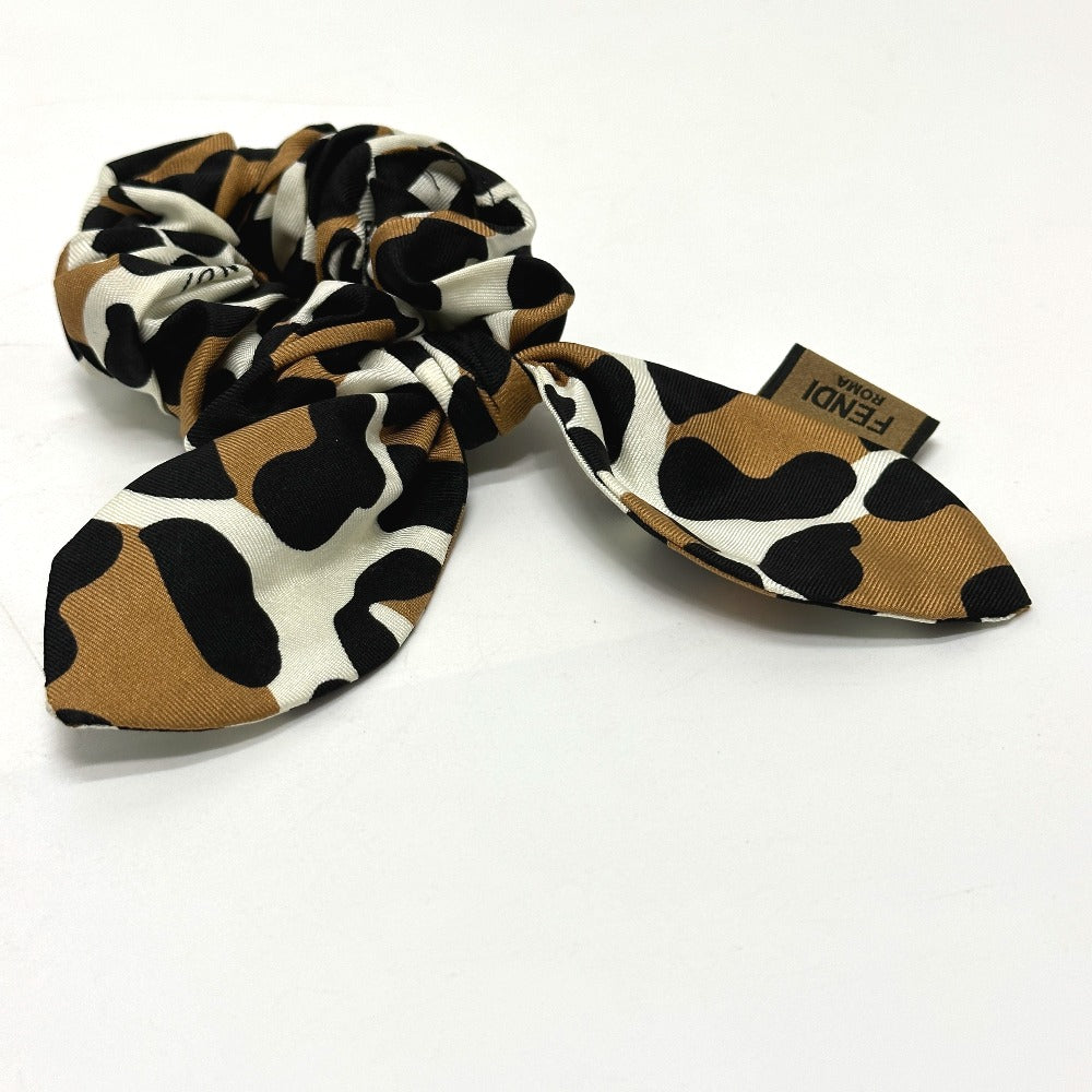 FENDI hair accessory silk Brown Leopard hair accessory Women Used Authentic
