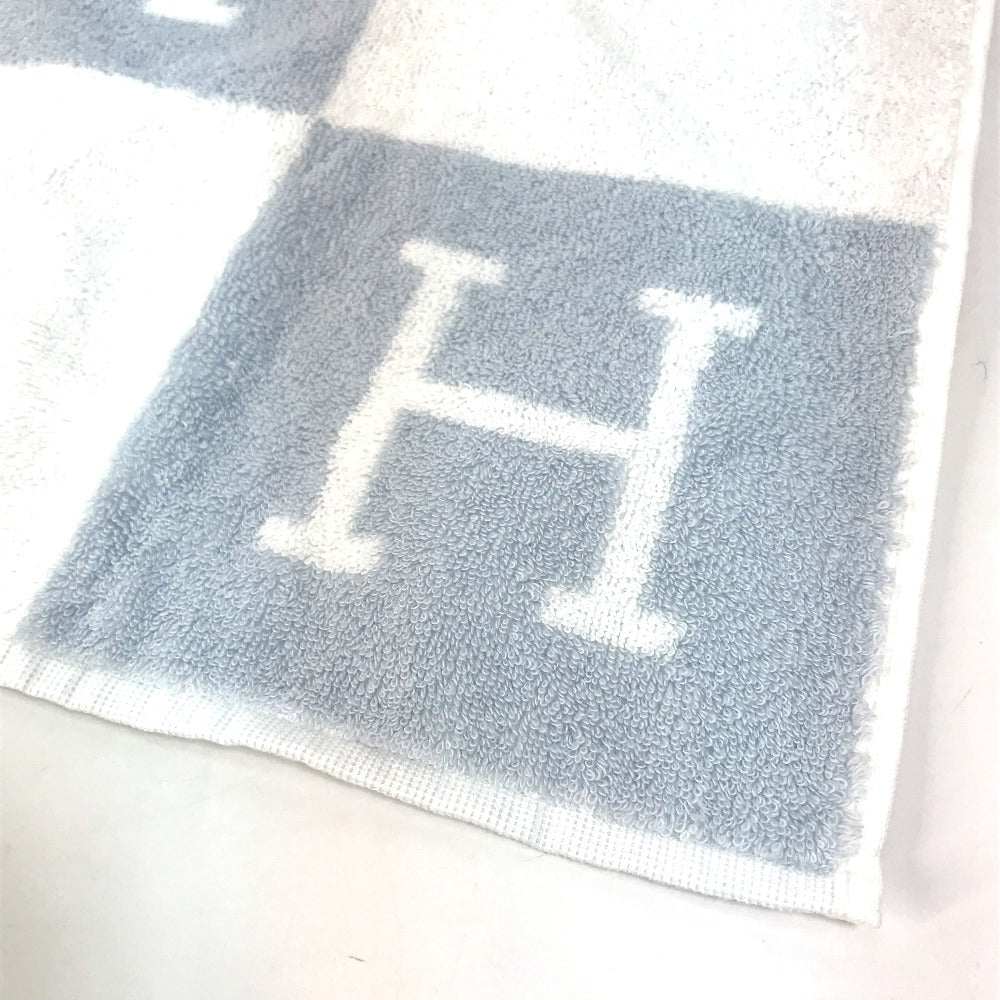 HERMES towel cotton Blue x white H logo Avalon Women Used Authentic