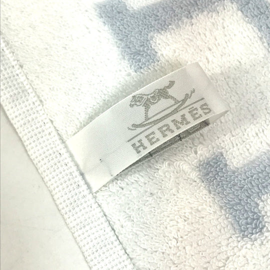 HERMES towel cotton Blue x white H logo Avalon Women Used Authentic