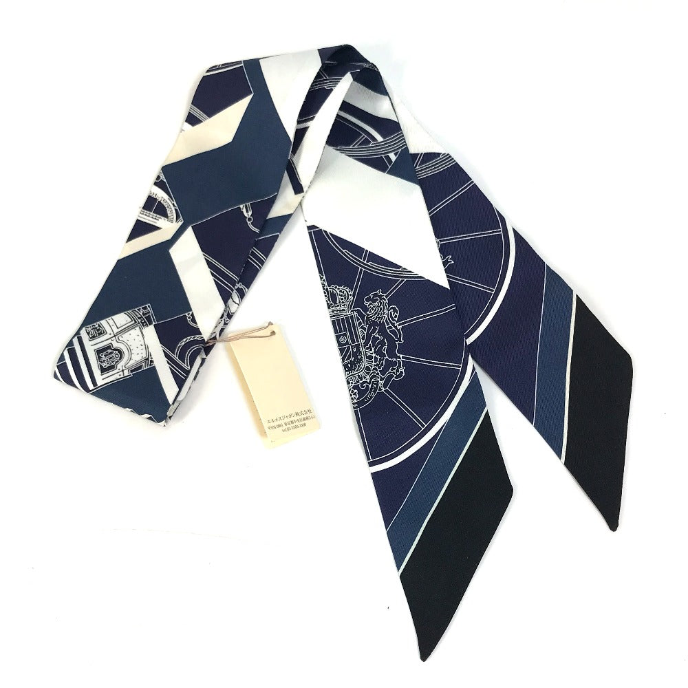 HERMES scarf 063932S0 19 silk Navy Springs Springs SPRINGS SPRINGS BAGUE Women Used Authentic