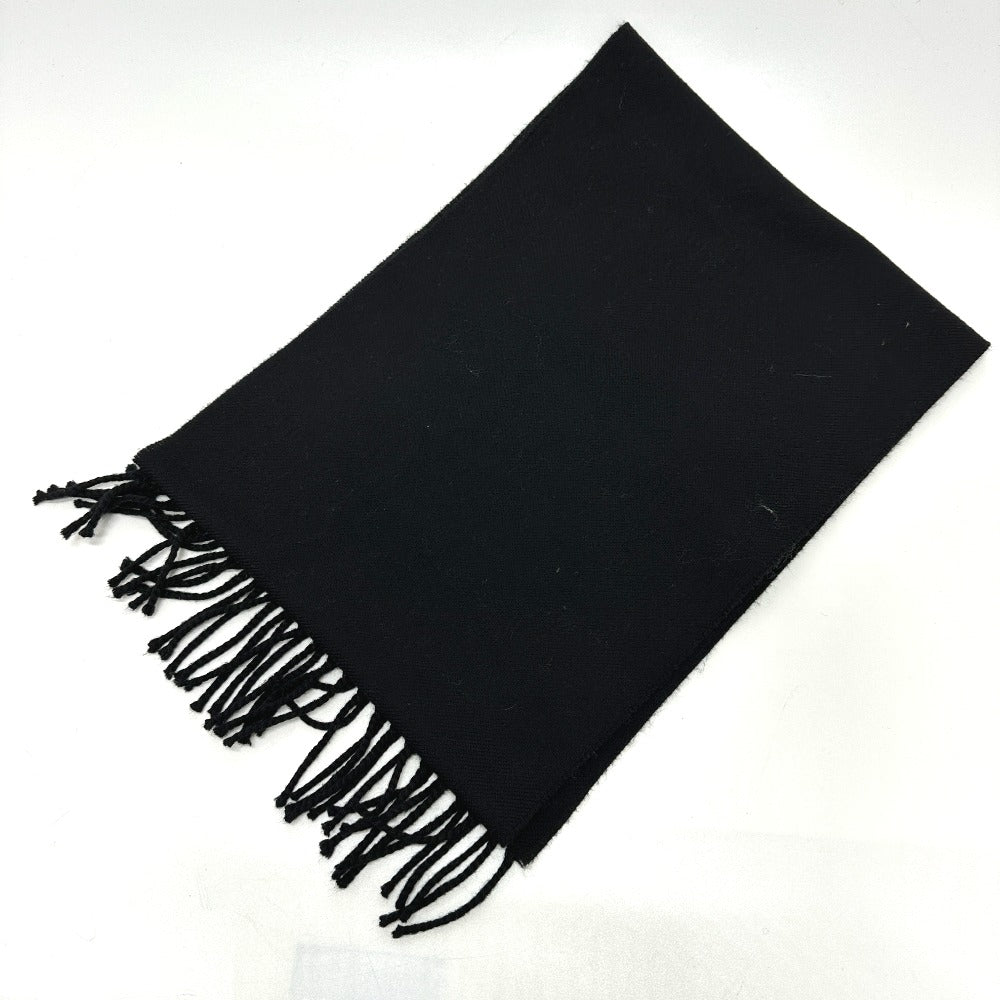 FENDI Scarf wool black fringe Leopard motif Women Used Authentic