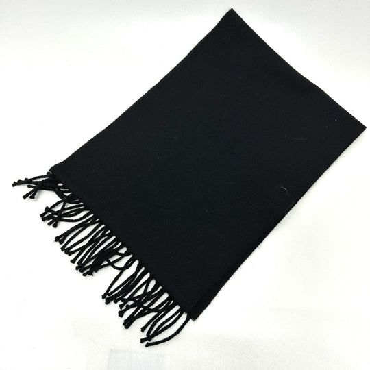 FENDI Scarf wool black fringe Leopard motif Women Used Authentic