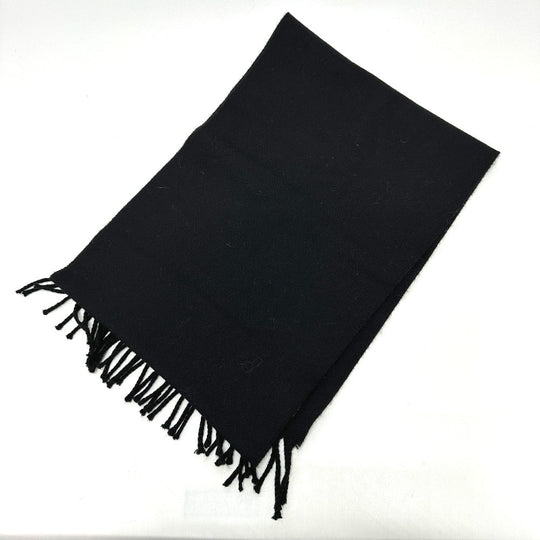 FENDI Scarf wool black fringe Leopard motif Women Used Authentic