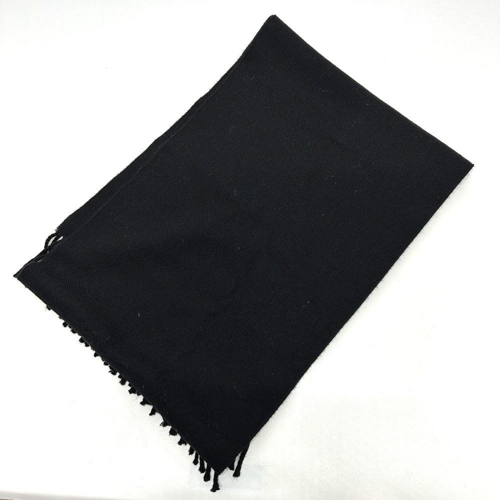 FENDI Scarf wool black fringe Leopard motif Women Used Authentic
