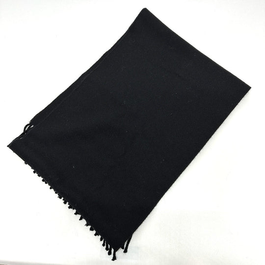 FENDI Scarf wool black fringe Leopard motif Women Used Authentic