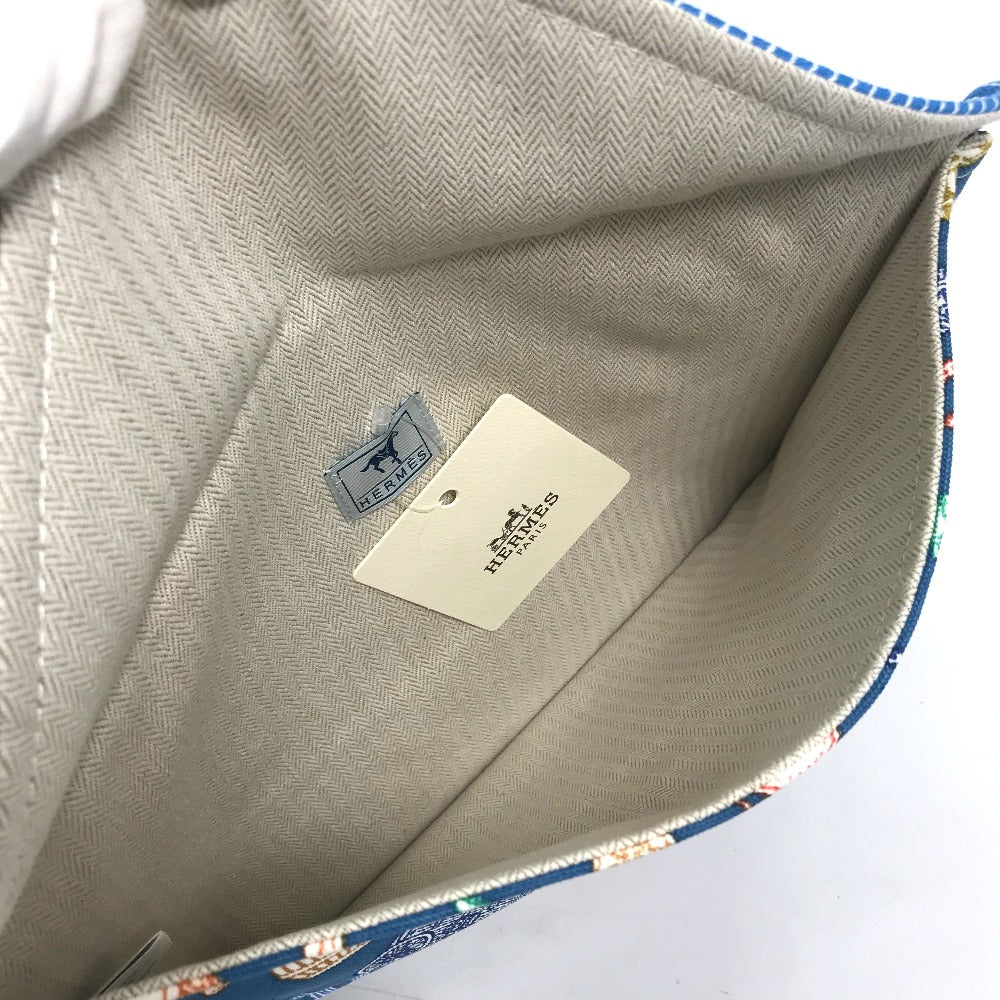 HERMES Pouch cotton blue flat Western Company GM Women Used Authentic
