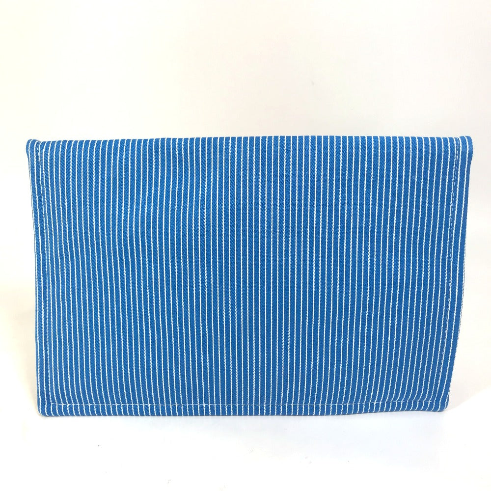 HERMES Pouch cotton blue flat Western Company GM Women Used Authentic