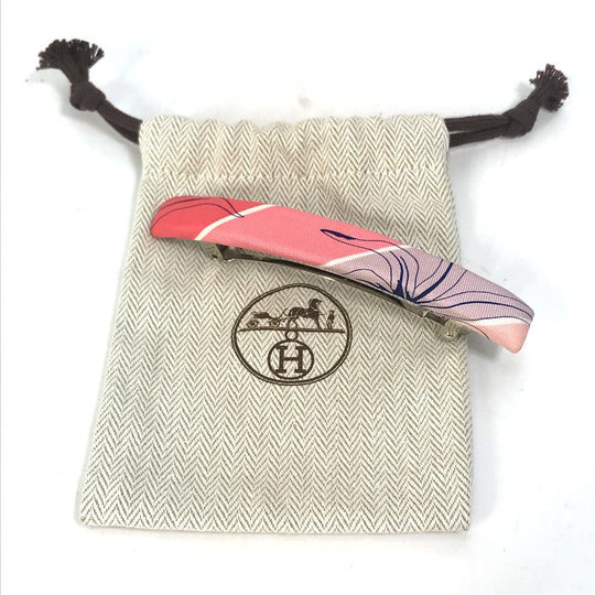 HERMES Valletta silk pink hair accessory Overall handle Women Used Authentic