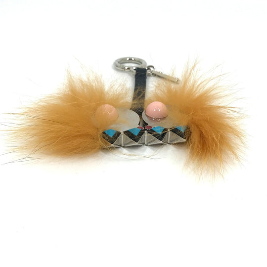 FENDI Bag charm 7AR541 Metal, Fur multicolor fur monster