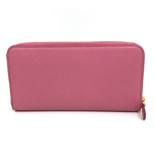 PRADA Long Wallet Purse 1ML506 saffiano leather pink logo Saffiano Shine Women Used Authentic