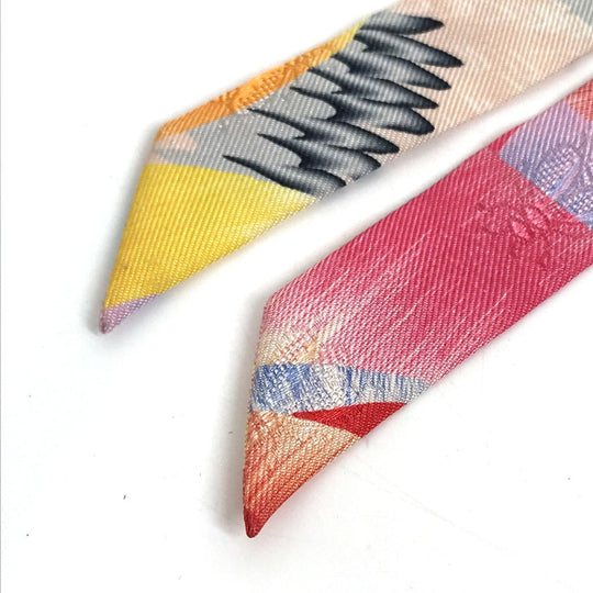 HERMES scarf silk multicolor ALLOVER MARBLE SILK Twilly Doll Women Used Authentic
