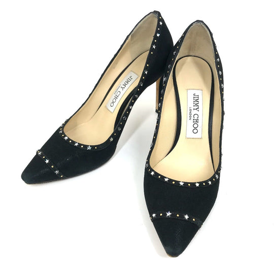 JIMMY CHOO pumps suede, suede black Star studs Women 35.5 Used Authentic