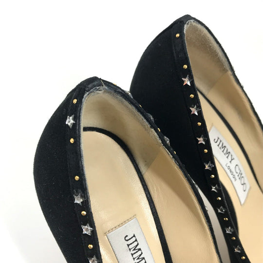JIMMY CHOO pumps suede, suede black Star studs Women 35.5 Used Authentic