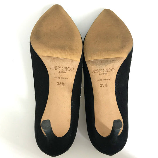JIMMY CHOO pumps suede, suede black Star studs Women 35.5 Used Authentic