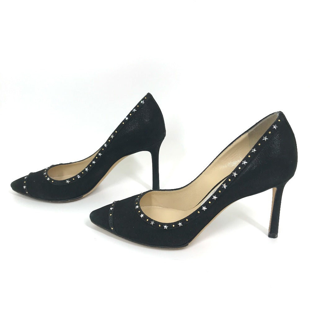 JIMMY CHOO pumps suede, suede black Star studs Women 35.5 Used Authentic