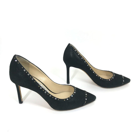 JIMMY CHOO pumps suede, suede black Star studs Women 35.5 Used Authentic