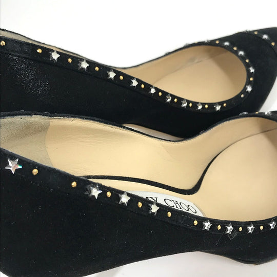 JIMMY CHOO pumps suede, suede black Star studs Women 35.5 Used Authentic