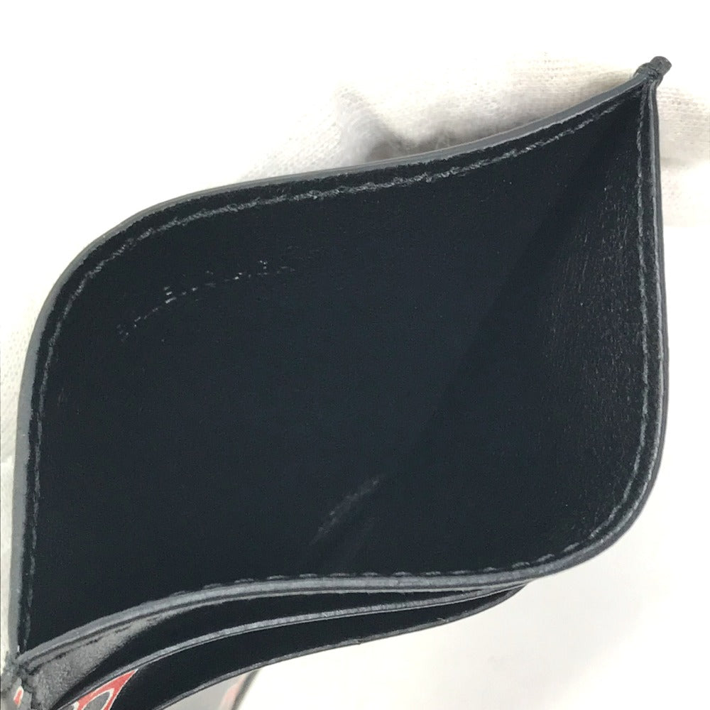 BALENCIAGA Card Case 594309 leather black Logo print mens Used Authentic