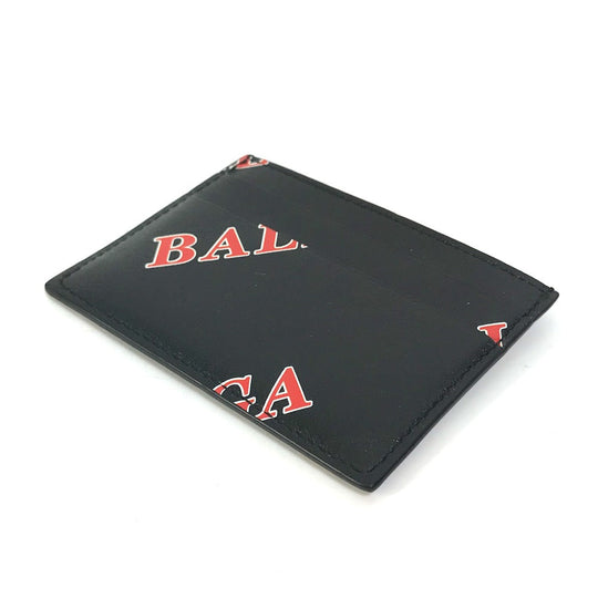 BALENCIAGA Card Case 594309 leather black Logo print mens Used Authentic