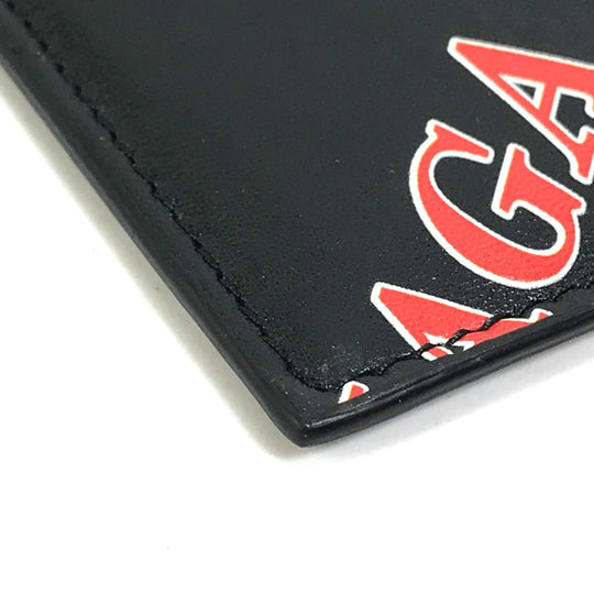 BALENCIAGA Card Case 594309 leather black Logo print mens Used Authentic