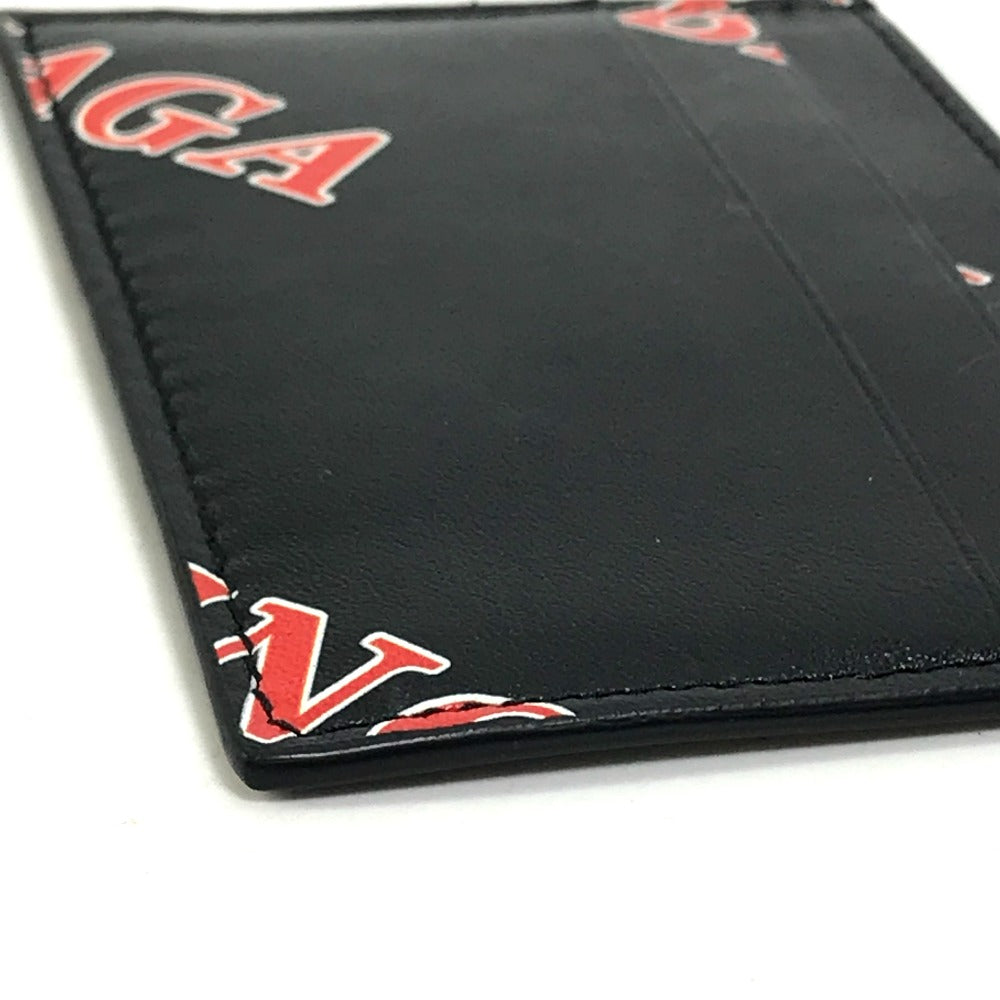 BALENCIAGA Card Case 594309 leather black Logo print mens Used Authentic