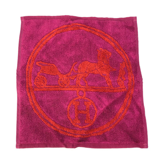 HERMES towel 101761M-02 Cotton, Silk Purple x red H logo logo Horse-drawn carriage unisex(Unisex) Used Authentic