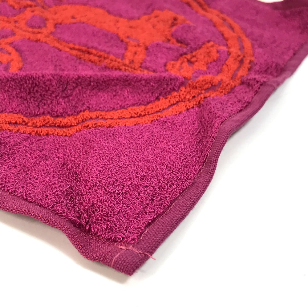 HERMES towel 101761M-02 Cotton, Silk Purple x red H logo logo Horse-drawn carriage unisex(Unisex) Used Authentic