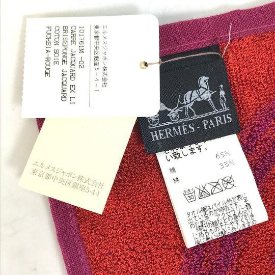 HERMES towel 101761M-02 Cotton, Silk Purple x red H logo logo Horse-drawn carriage unisex(Unisex) Used Authentic
