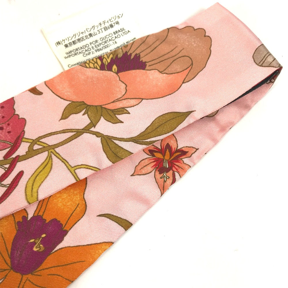 GUCCI scarf 583480 silk pink Flora floral pattern flower Neck bow Women Used Authentic