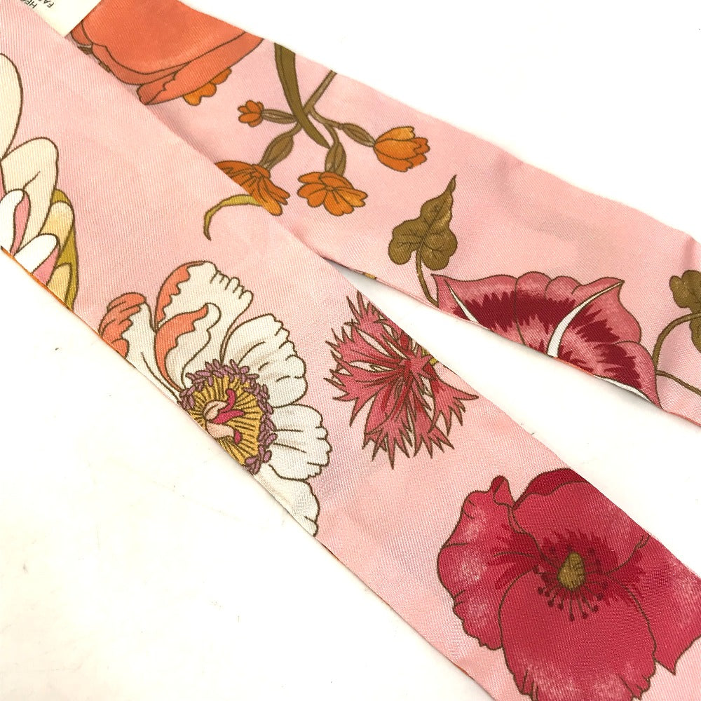 GUCCI scarf 583480 silk pink Flora floral pattern flower Neck bow Women Used Authentic