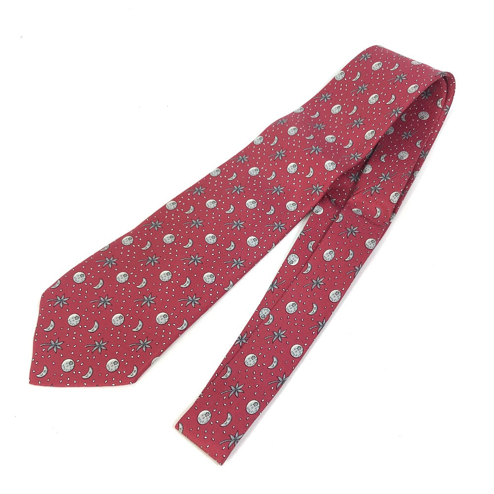 HERMES tie silk Bordeauxtype Moon Overall handle mens Used Authentic