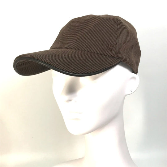 HERMES cap 072022N polyester Brown H logo Corduroy 57