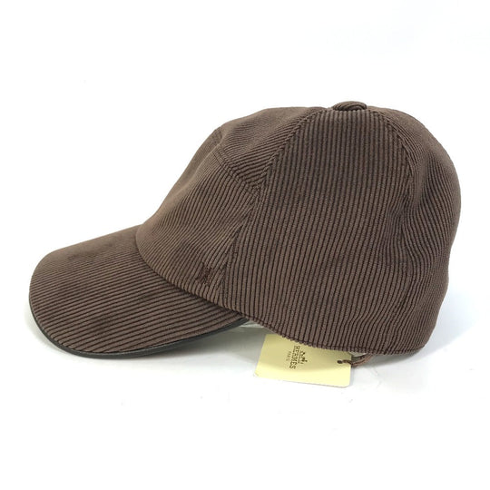 HERMES cap 072022N polyester Brown H logo Corduroy 57