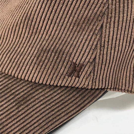 HERMES cap 072022N polyester Brown H logo Corduroy 57
