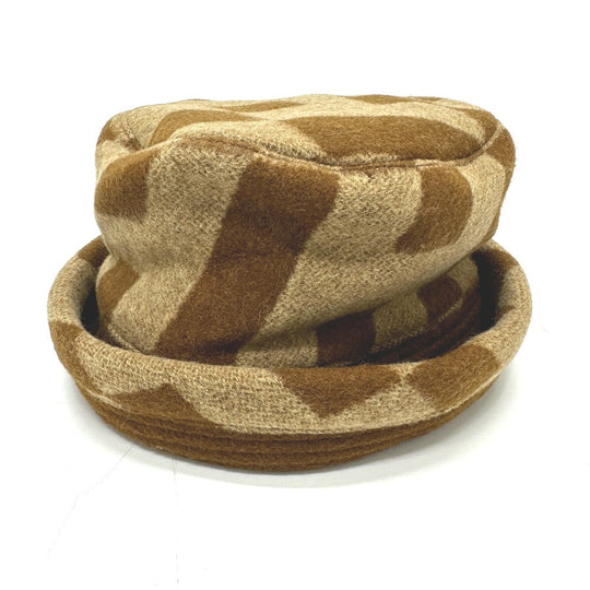 HERMES hat , Camel Brown H logo camel hat Women 57 Used Authentic