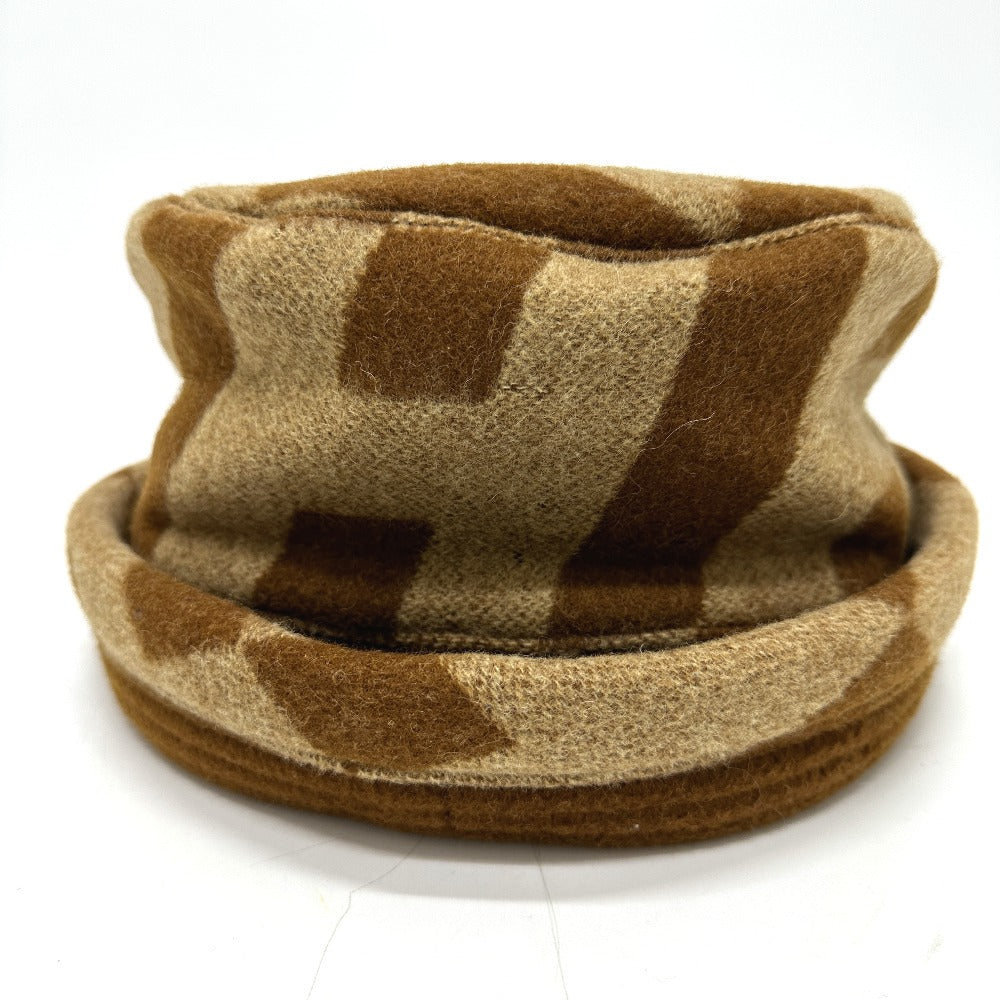 HERMES hat , Camel Brown H logo camel hat Women 57 Used Authentic