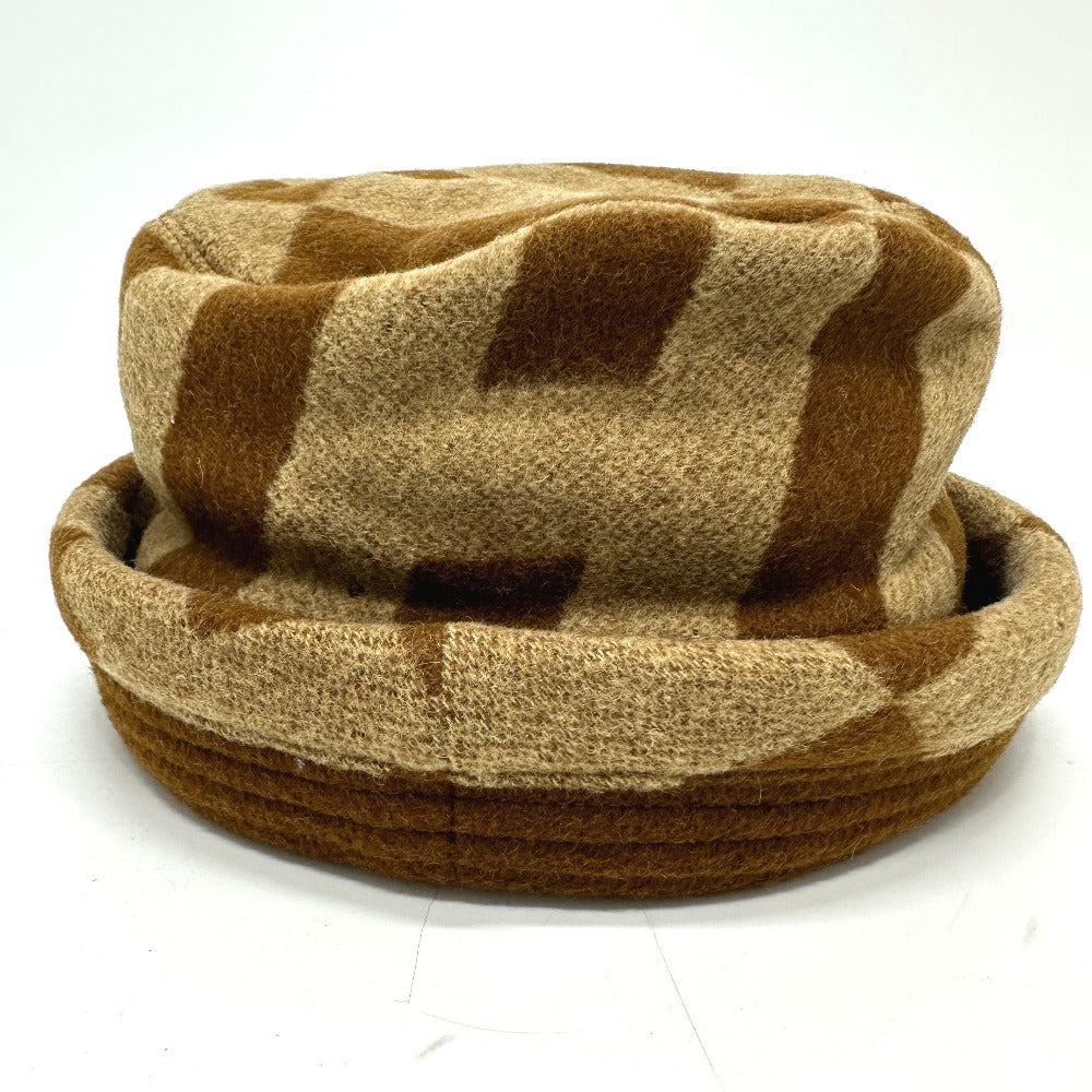HERMES hat , Camel Brown H logo camel hat Women 57 Used Authentic